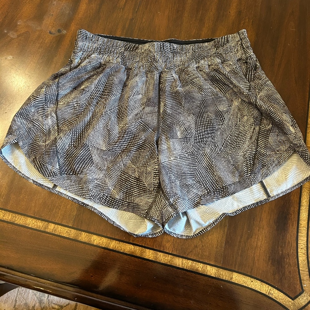 lululemon athletica Black and White Patterned Athletic Shorts